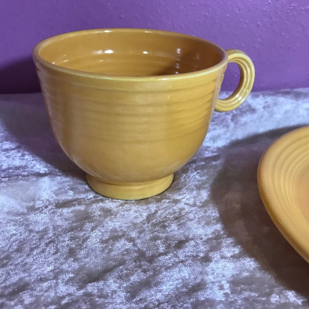 Genuine Fiesta Vintage Yellow Mug with Matching Saucer GUC Retro Kitchen Tea Cup - Picture 12 of 12